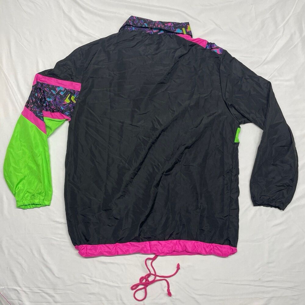 Spirit Halloween Adult OSFM Windbreaker Top 90s Multicolor Costume Dress-Up - Picture 2 of 4